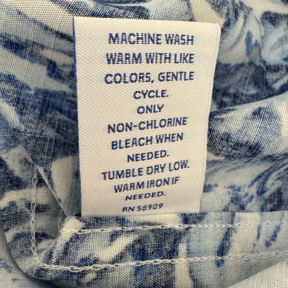 Caribbean Blue and White Leaf Print Men's Shirt - Picture 5 of 5